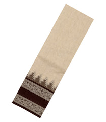 Taupe Handloom Kanchi Cotton Saree With Contrast Silk Temple Border-KC1751