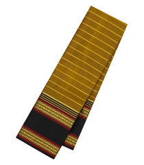 Oil Mustard Handloom Kanchipuram Silk Saree With Veldari Stripes-KA15874