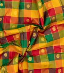 Multi Colour Handloom Kanchipuram Silk Saree With Checks & Buttas-KA16435