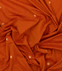 Orange Handloom Bengal Cotton Saree With Floral Buttas-BG1624