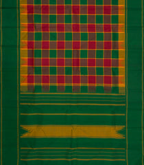 Multi Colour Handloom Korvai Kanchipuram Silk Saree With Green Temple Border-KA16705