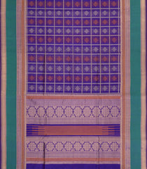 Purple Handloom Silk Cotton Saree With Checks-SC4293