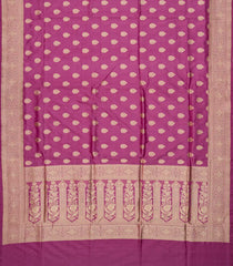 Dusty Pink Handloom Banarasi Silk Saree With Floral Motifs