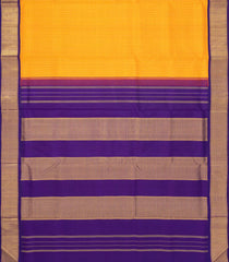 Mango Yellow Handloom Korvai Kanchipuram 9 Yards Silk Saree With Checks-KA13390