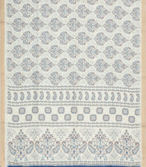 White Printed Synthetic Kotha Silk Saree With Zari Border-SY0033