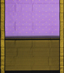 Lavender Handloom Korvai Kanchipuram Silk Saree With Contrast Border - KA14641