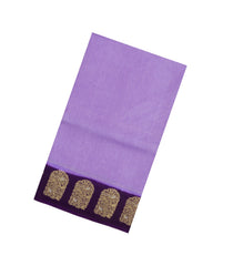Lavender Woven Blended Viscose With Zari Checks-BL5566