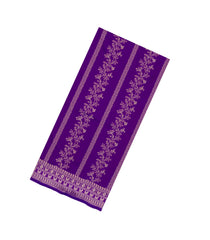 Purple Woven Synthetic Dupion Saree With Floral Vine Motifs-BL5024