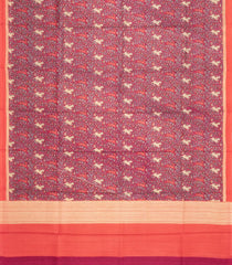 Crimson Printed Silk Saree With Vanasingaram Motifs & Contrast Border-PS0803