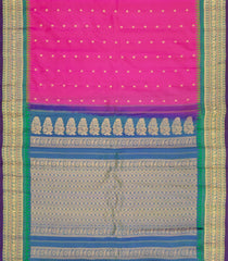 Hot Pink Handloom Gadwal Silk Saree With Buttas & Contrast Border-GA0428