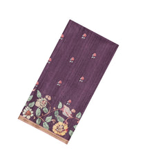 Burgundy Printed Synthetic Tussar Silk Saree With Zari Border-SY0064