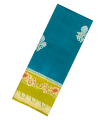 Cyan Woven Banarasi Poona Silk Saree With Buttas & Contrast Meena Border-BP1038