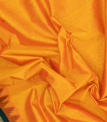 Mango Yellow Handloom Korvai Silk Cotton Saree With Green Border-SC4404
