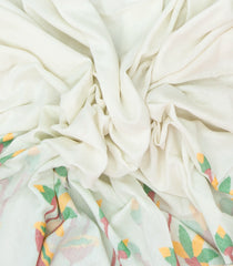 White Handloom Tussar Silk Saree With Meena Floral Motifs-TU2915
