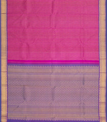 Magenta Handloom Kanchipuram Silk Saree With Floral Stripes-KA13673