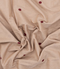 Taupe Handloom Bengal Cotton Saree With Kamalam Buttas-BG1787