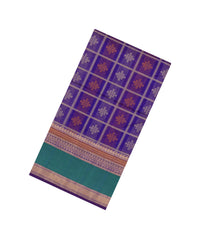 Purple Handloom Silk Cotton Saree With Checks-SC4293