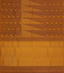 Oil Mustard Handloom Kanchipuram Silk Saree With Square Buttas-KA14883