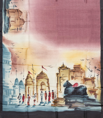 Dusty Pink Woven Tussar Silk Saree With Printed Nandhi Motifs-TU3224