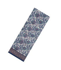 Navy Blue Printed Chanderi Cotton Saree With Zari Border-CC1580