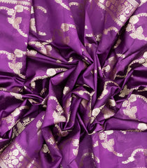 Purple Woven Dupion Silk Saree With Floral Motifs-DS0502