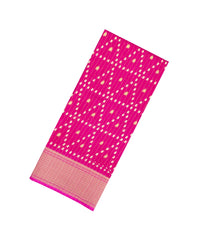 Pink Printed Synthetic Dola Silk Saree With Motifs & Zari Stripes-SY0423