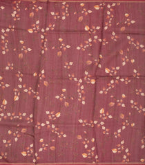 Dusty Peach Woven Tussar Silk Saree With Printed Floral Motifs-TU3021