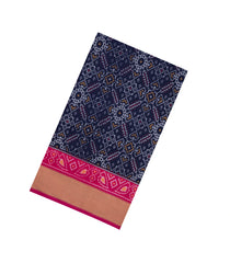 Navy Blue Handloom Pochampally Ikat Silk Saree With Tie & Dye Motifs -IK0428