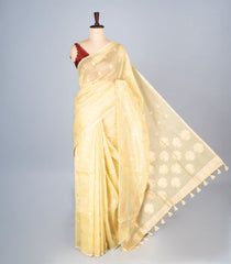 Yellow Woven Synthetic Supernet Saree With Floral Motifs-BL4237