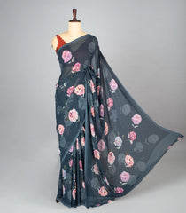 Lilac Woven Synthetic Georgette Saree With Printed Abstract Motifs-BL4225