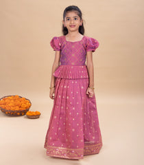 Two-Tone Lavender Festive Kids Pavadai Set-PM2100