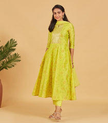 Yellow Green Kurta Set With Matching Dupatta