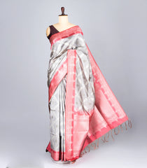 Grey Woven Synthetic Dupion Saree With Floral Jaal Motifs-BL4473