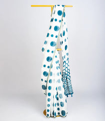White Woven Art Linen Saree With Printed Polka Dots-BL3716