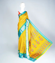 Mustard Synthetic Manipuri Silk Saree With Printed Floral Motifs-BL3899