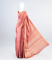 Dusty Pink Woven Art Dola Tissue Saree With Floral Motifs-BL3986