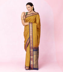 Multi Colour Handloom Korvai Kanchipuram Silk Saree With Checks-KA15848