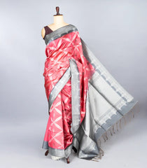 Peach Woven Synthetic Dupion Saree With Floral Jaal Motifs-BL4529