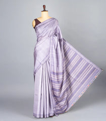 Grey Woven Synthetic Dola Silk Saree With Printed Blouse-BL4456