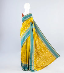 Lime Green Woven Art Dupion Saree With Printed Bird Motifs-BL3936