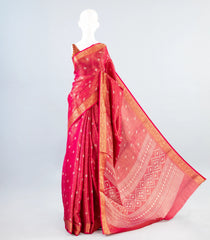 Peach Woven Art Dola Tissue Saree With Floral Motifs-BL3988