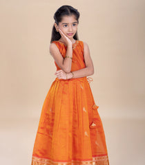 Two-Tone Yellow Ochre Festive Kids Pavadai Set-PM2093