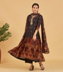 Festive Black Anarkali Set With Matching Dupatta