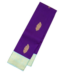 Dark Purple Handloom Korvai Kanchipuram Silk Saree With Meena Buttas-KA12263