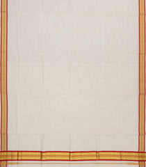 Off White Handloom Kerala Cotton Saree With Red Border-KEC1052