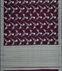 Dark Brown Woven Dupion Silk Saree With Floral Buttas-DS0574
