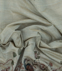 Shadow Green Printed Synthetic Linen Saree with Jhalar-BL5342