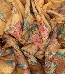 Beige Woven Art Chanderi Saree With Printed Musical Motifs-BL4520