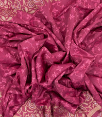 Dusty Pink Handwoven Banarasi Silk Saree With Floral Motifs