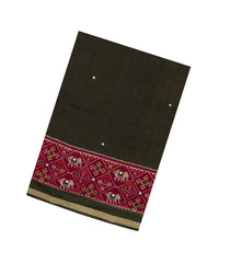 Dark Olive Printed Synthetic Viscose Dola Silk Saree With Mirror Work-SY0263